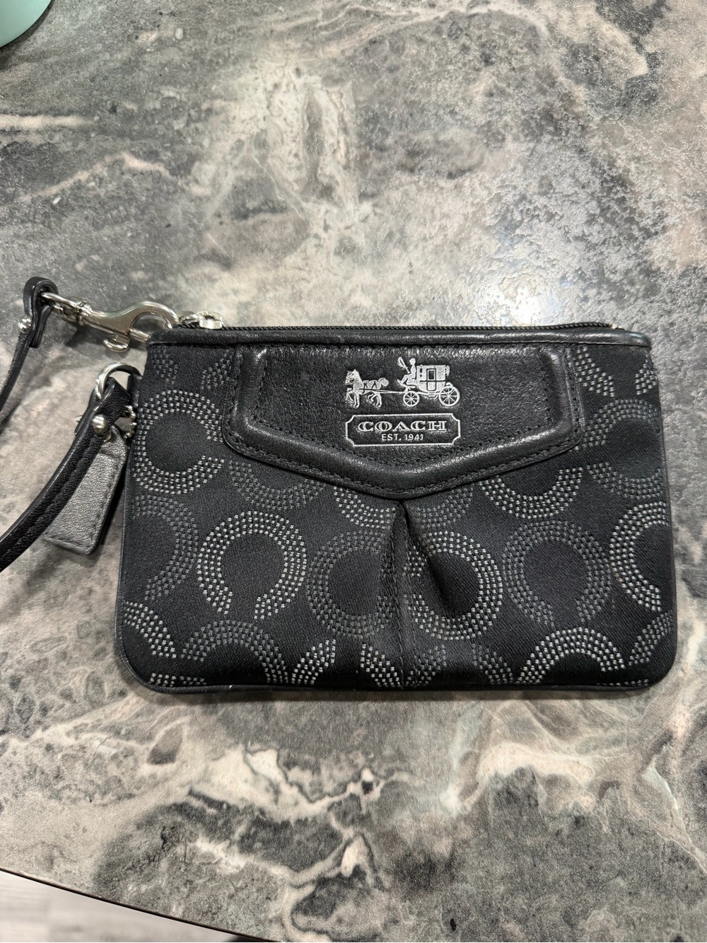 Coach Black Signature Logo Wristlet
